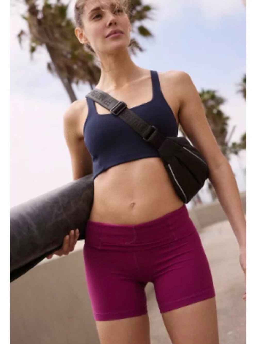 FP Movement by Free People Never Better High-Rise Biker Shorts in Deep Mulberry